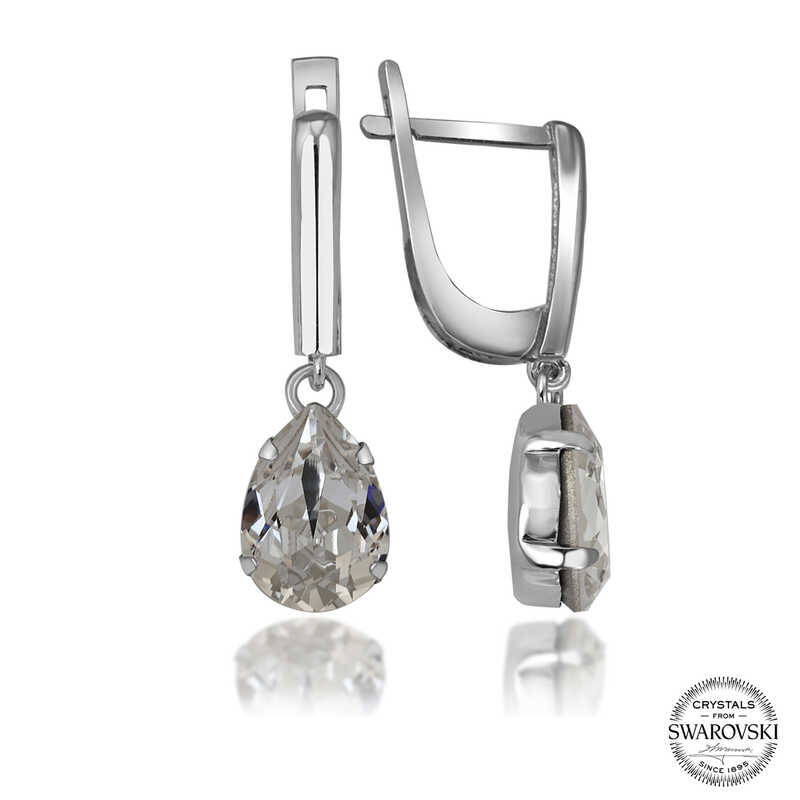 Swarovski%20Crystal%20Taşlı%20Gümüş%20Damla%20Sallantılı%20Kadın%20Küpe