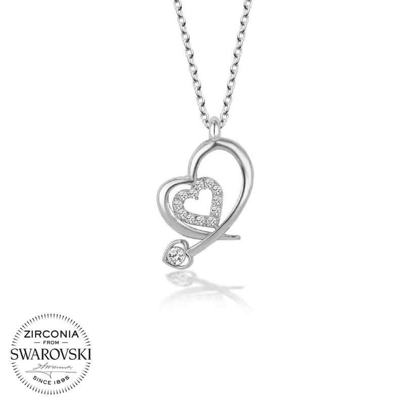 Swarovski%20Taşlı%20Gümüş%20Kalp%20Bayan%20Kolye