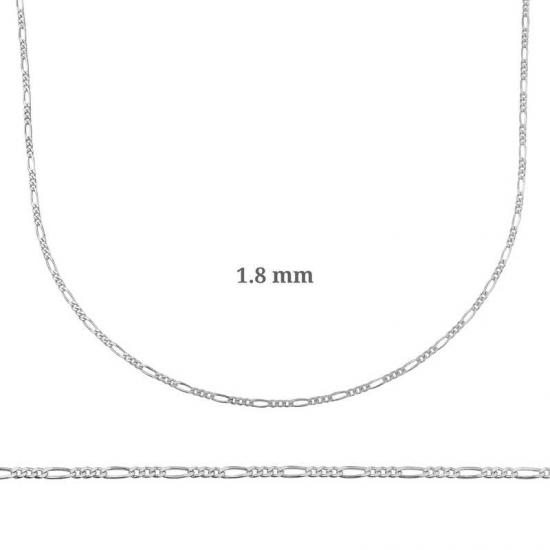 1.8 mm Gümüş Figaro Zincir - 0.50 mikron